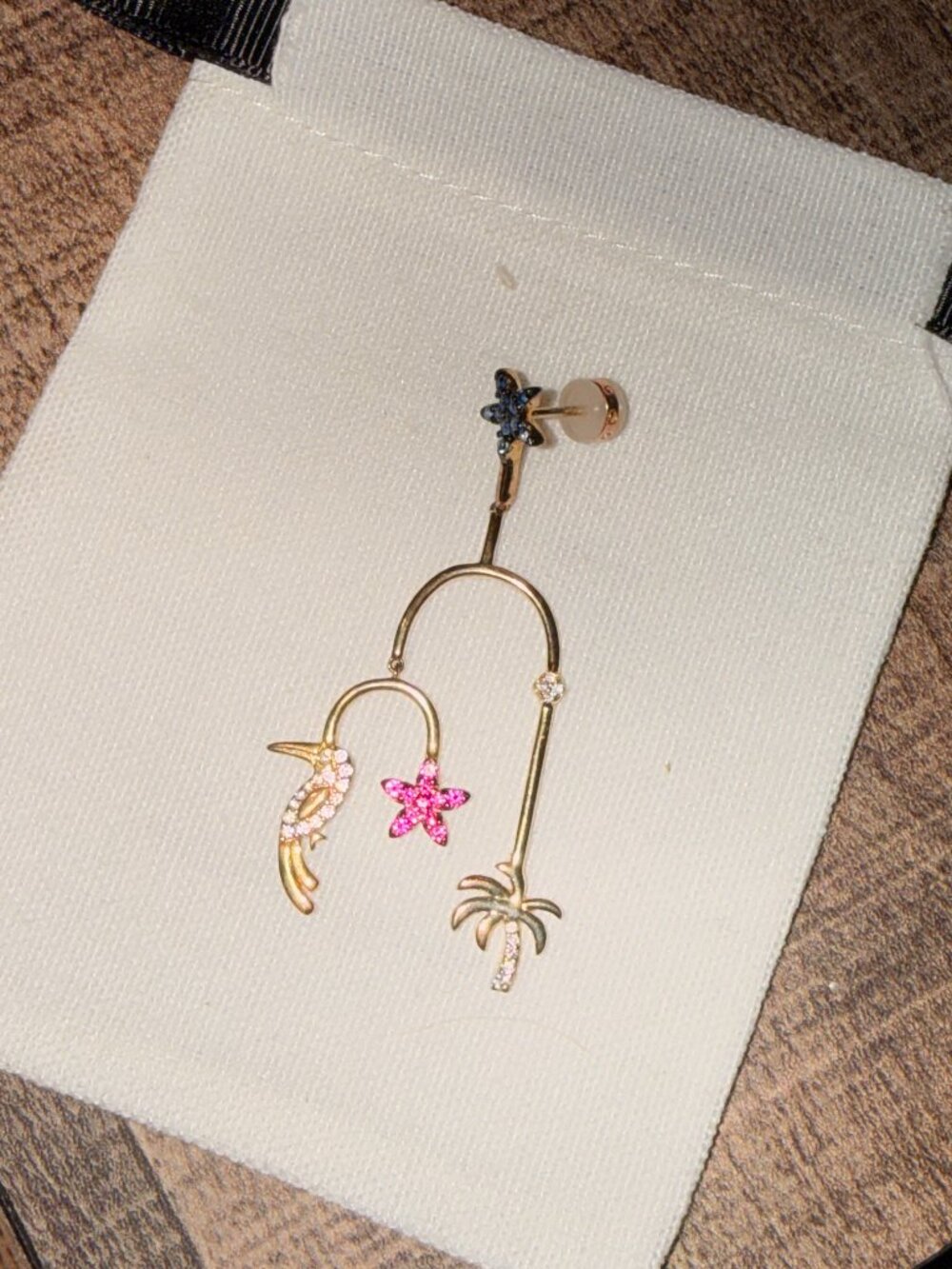 APM Monaco Gold Tone Single Celestial Dangle Earring